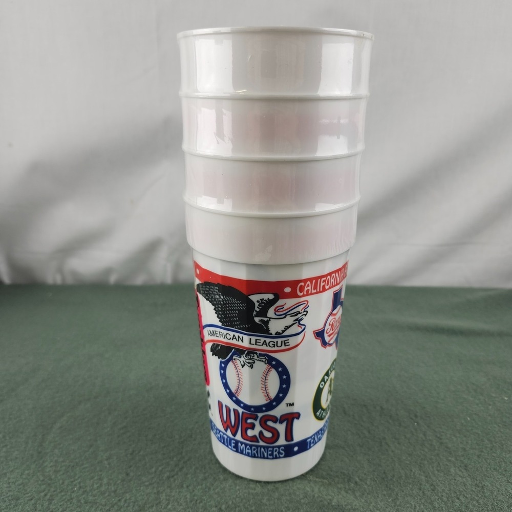 Vintage Packerware Plastics Beveled Tumbler Cups Set MLB Teams Glasses 32 oz